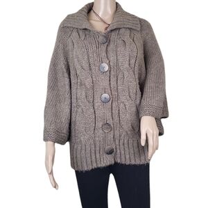 Silvia Novelli Button Down Cable Knit Sweater